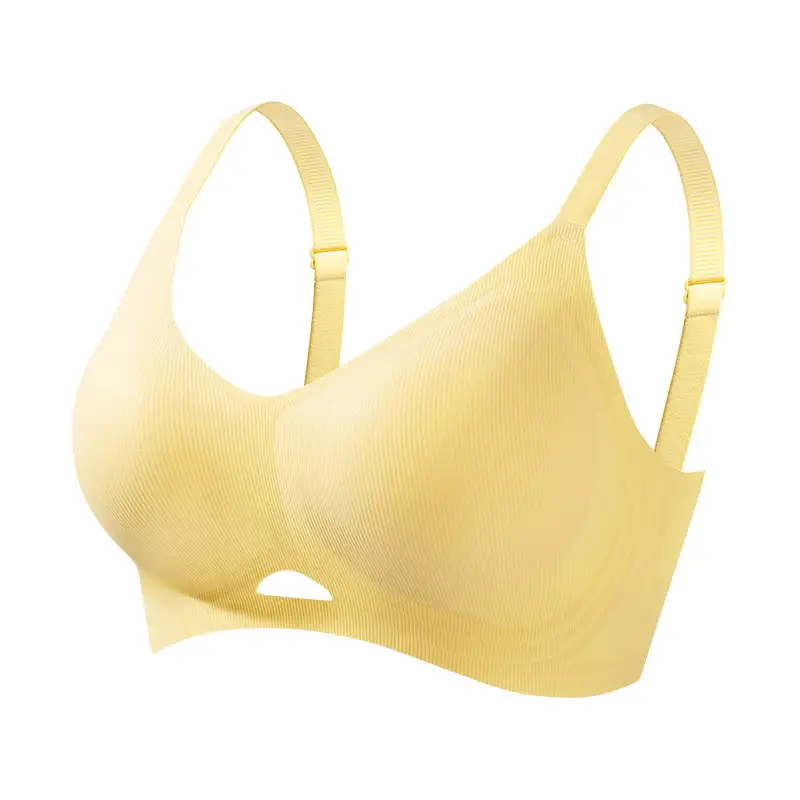 Naked seamless jelly underwear women's adjustable soft support breast anti-sagging non-steel ring ultra-soft thin bra
