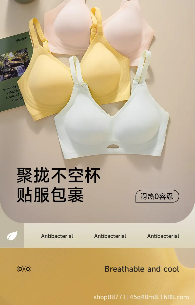 Naked seamless jelly underwear women's adjustable soft support breast anti-sagging non-steel ring ultra-soft thin bra — feature 7