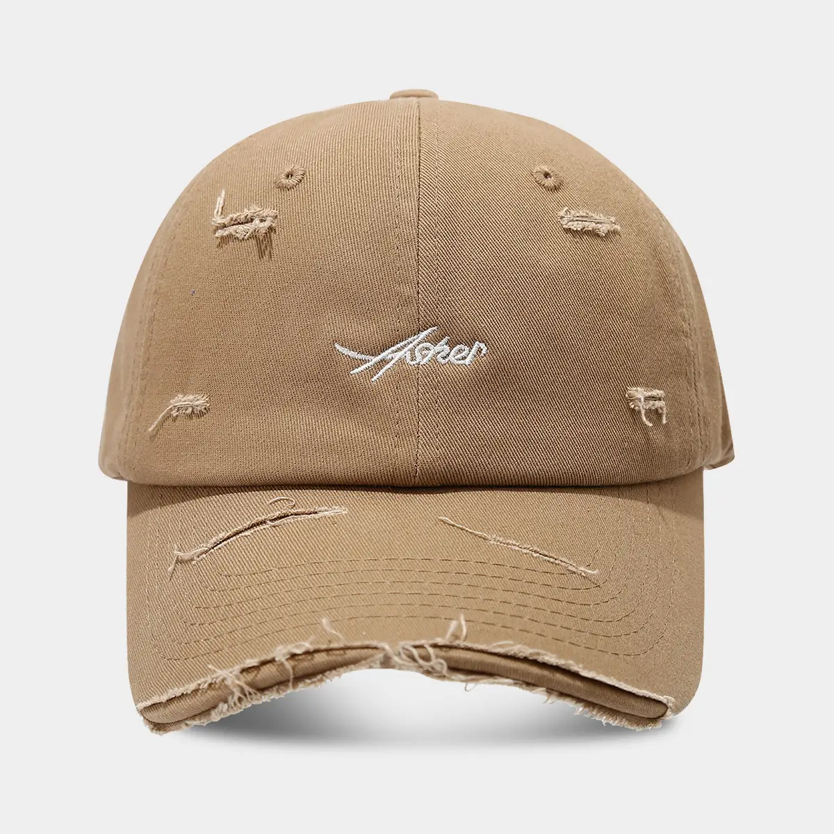 American Retro Baseball Cap for Men Women Tan Hole Cap - Image 4