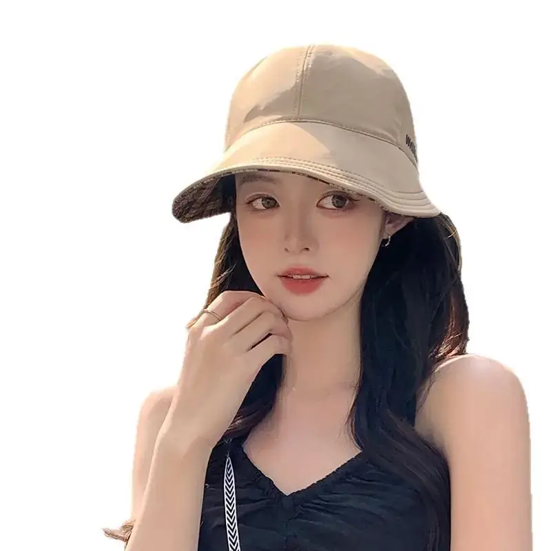 Women's White Plaid Sun Hat with Wide Brim