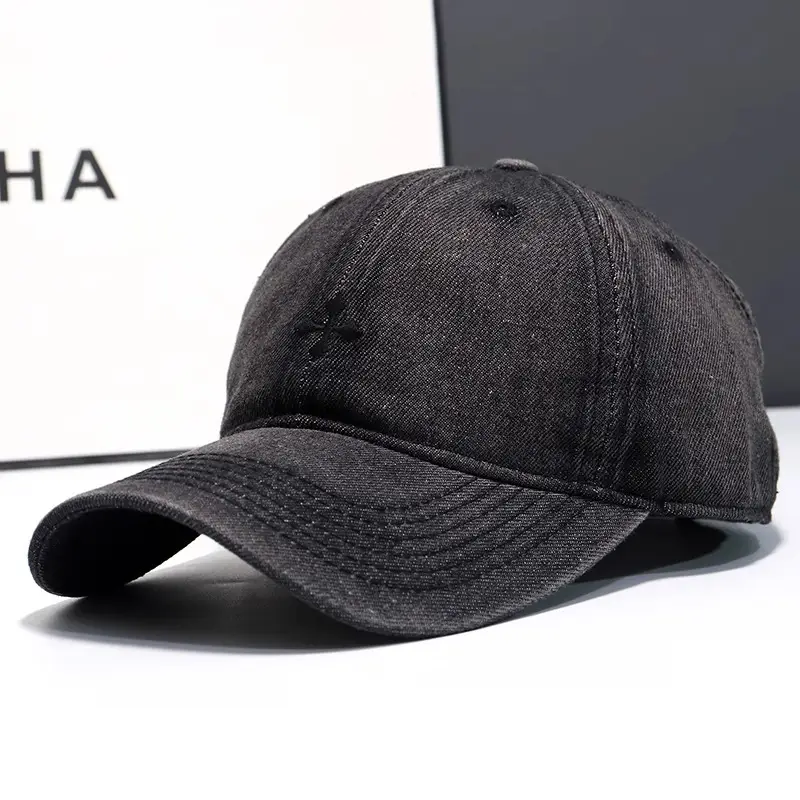 Kids Denim Baseball Cap Black Small - Image 3
