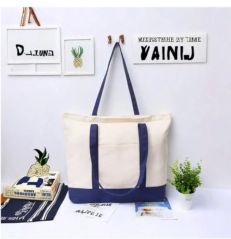 Large Capacity Canvas Tote Bag with Black Handles — feature 13