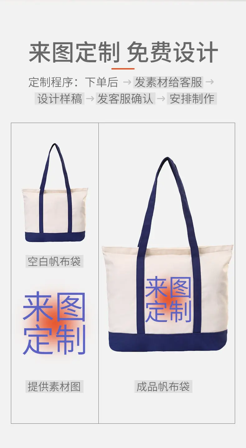 Large Capacity Canvas Tote Bag with Black Handles — feature 2