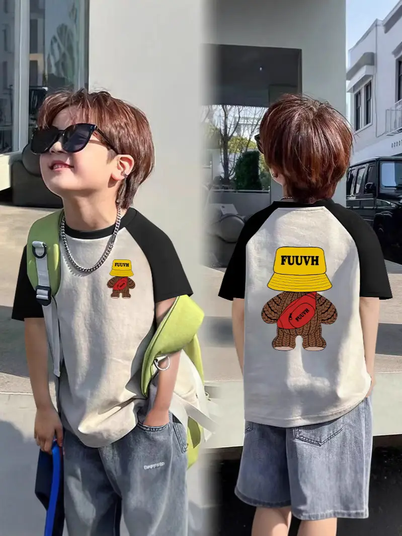 Boys T-shirt Fuyu Boy Graphic Contrast 2025 Summer - Image 7