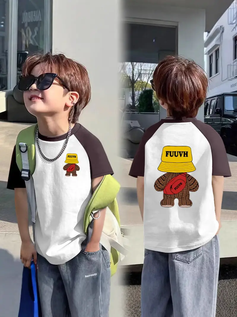Boys T-shirt Fuyu Boy Graphic Contrast 2025 Summer - Image 8