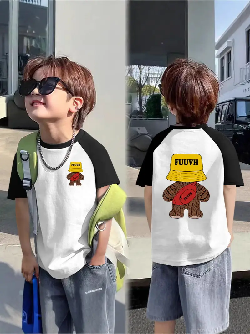 Boys T-shirt Fuyu Boy Graphic Contrast 2025 Summer - Image 9