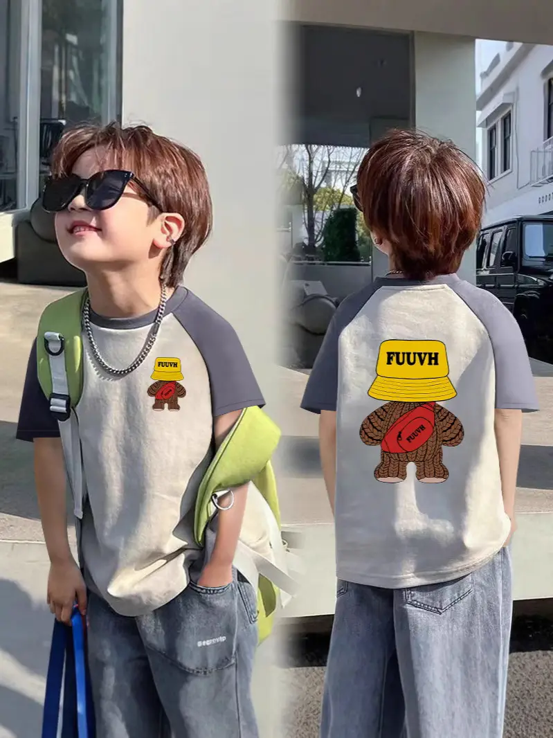 Boys T-shirt Fuyu Boy Graphic Contrast 2025 Summer - Image 11