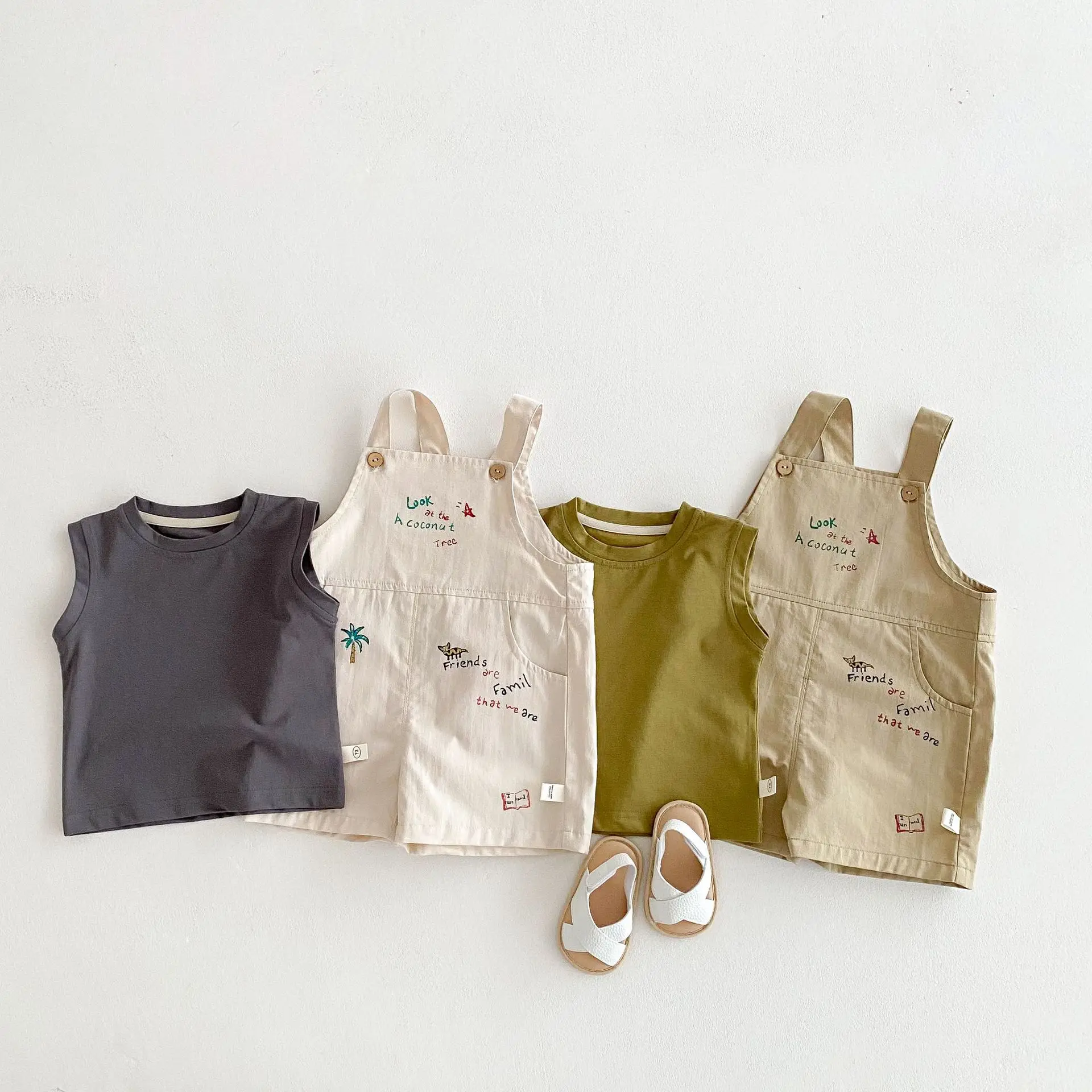 Kids Korean Style Vest & Shorts Set Summer Boys Cotton