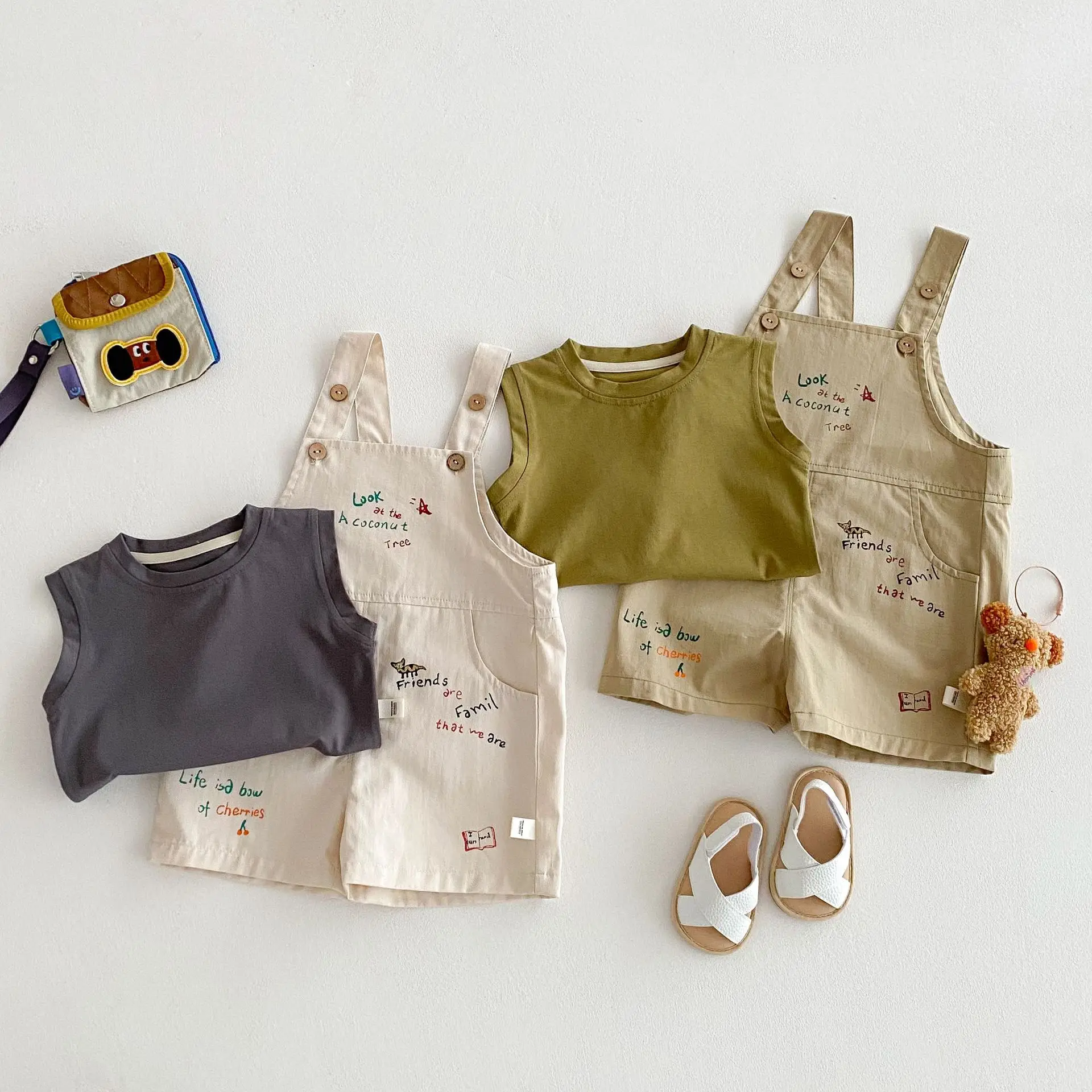 Kids Korean Style Vest & Shorts Set Summer Boys Cotton