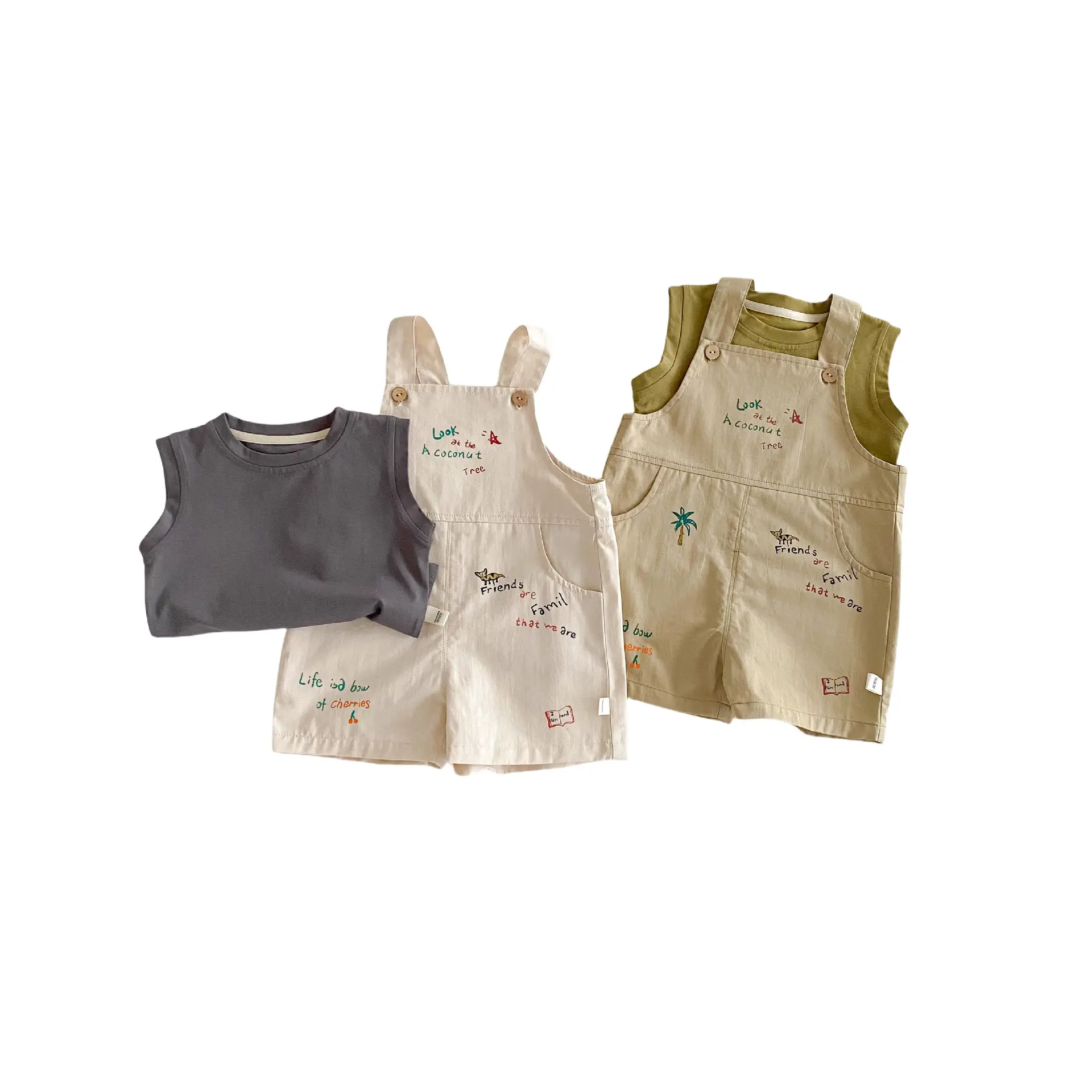 Kids Korean Style Vest & Shorts Set Summer Boys Cotton