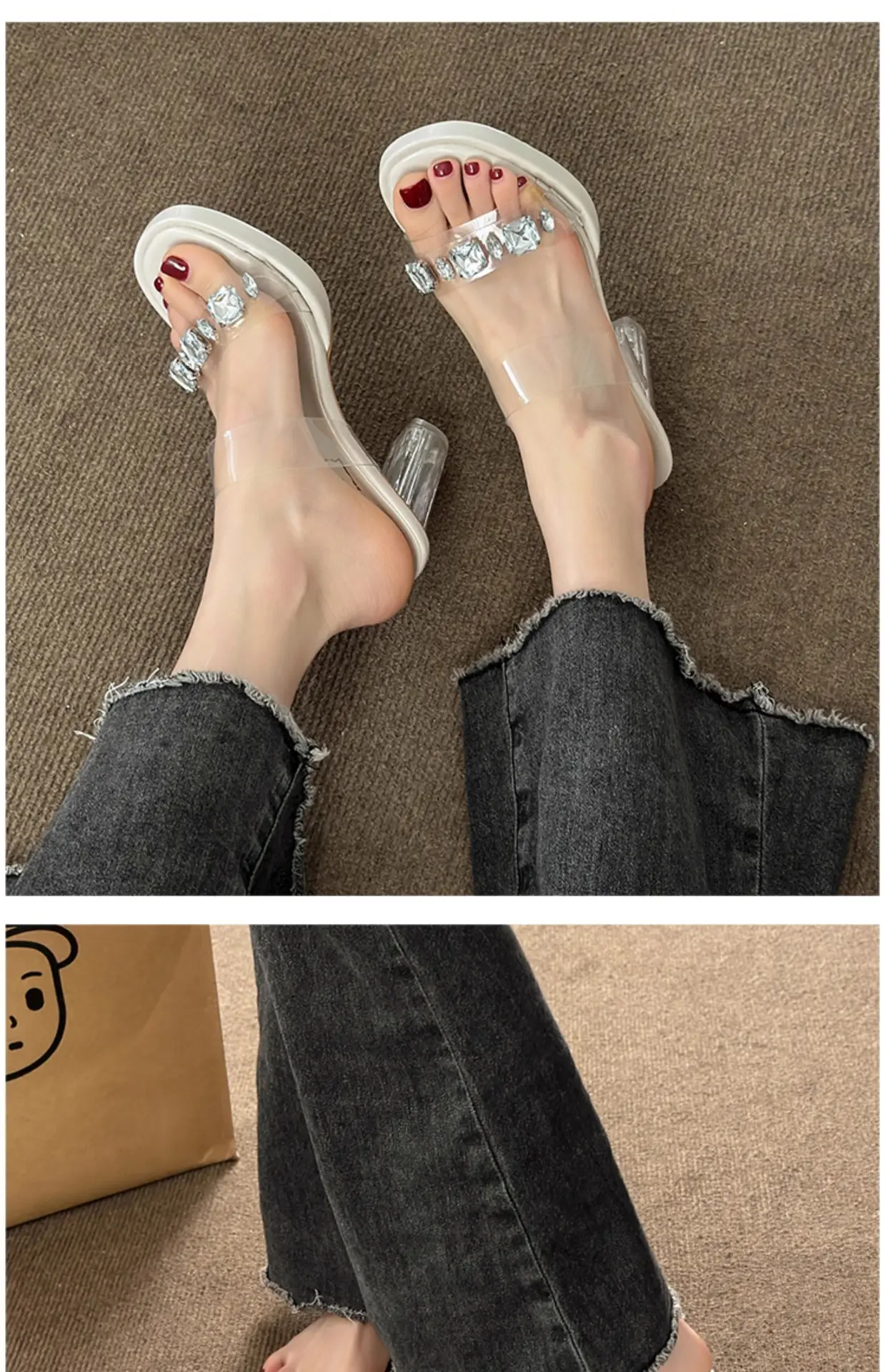 Women White Rhinestone Heel Sandals 2025 — feature 12