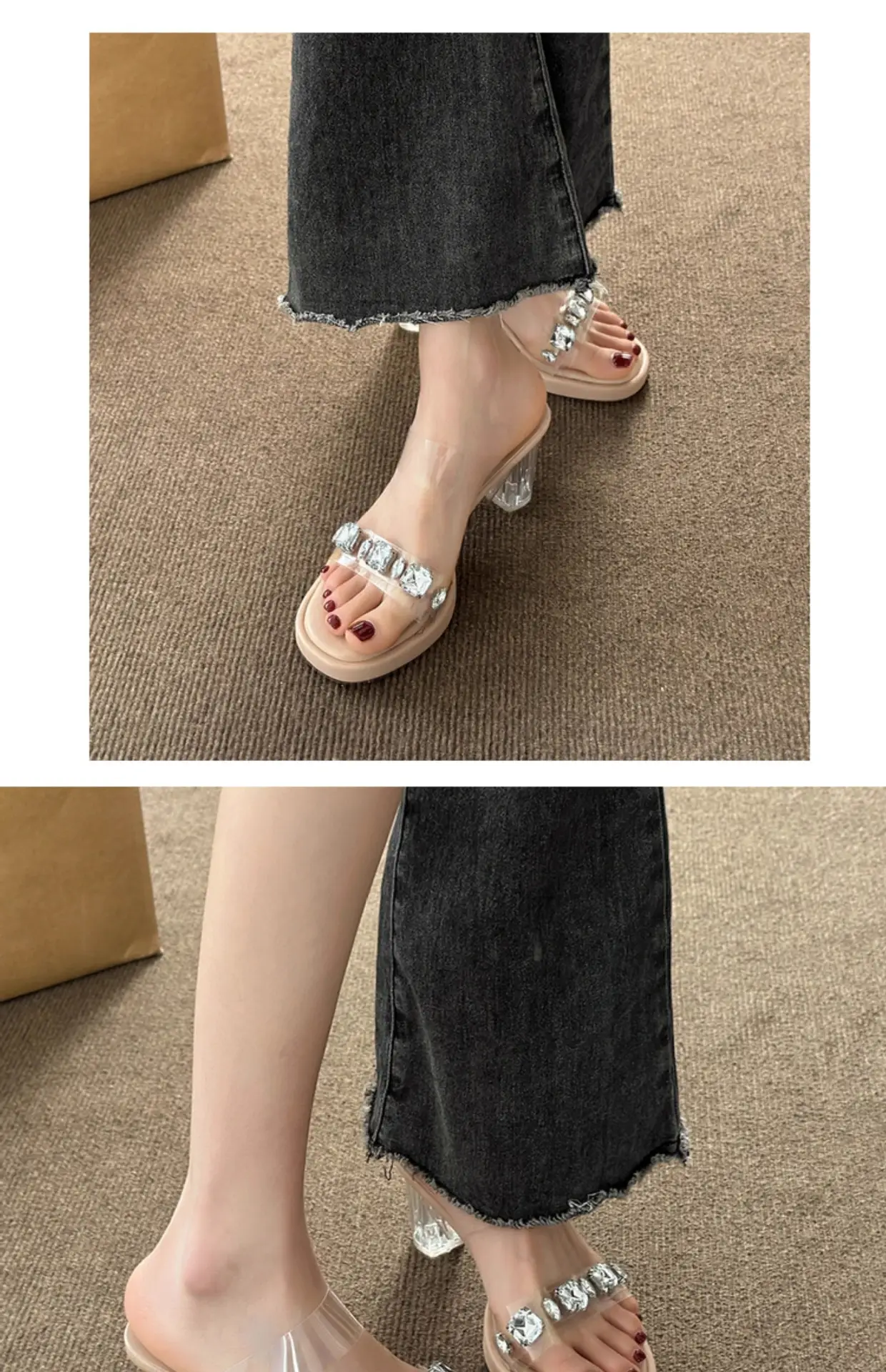 Women White Rhinestone Heel Sandals 2025 — feature 2