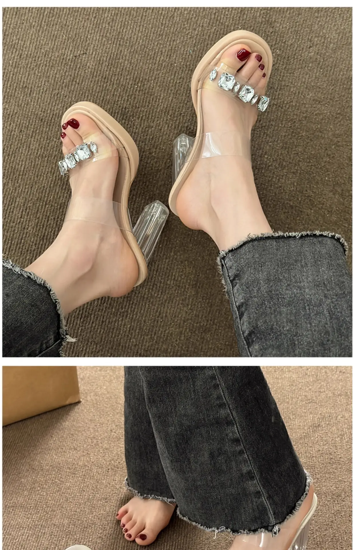 Women White Rhinestone Heel Sandals 2025 — feature 6