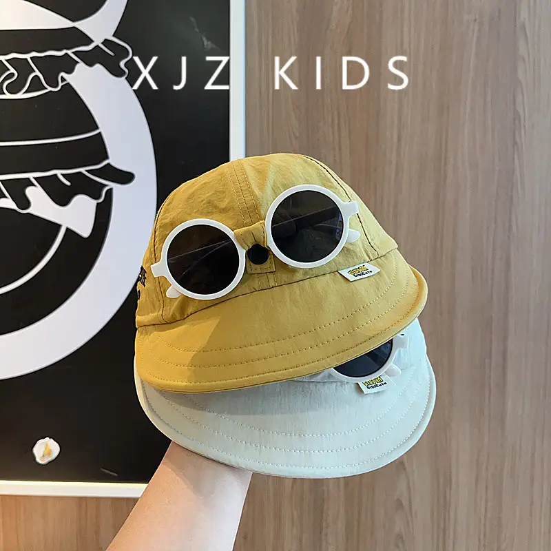 Kids Korean Sunglasses Cap Pink White Large Bristle Sun Hat — feature 3