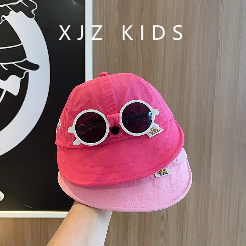 Kids Korean Sunglasses Cap Pink White Large Bristle Sun Hat — feature 4