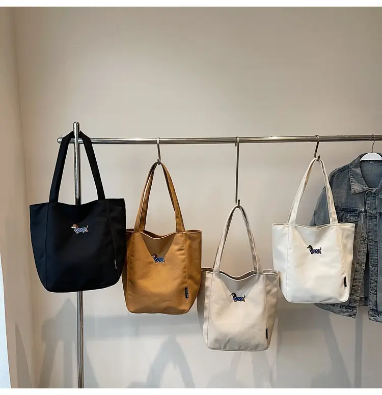Women's Large Canvas Tote Bag Tan Artistic Style — feature 1