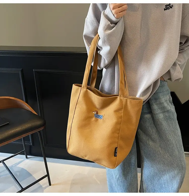Women's Large Canvas Tote Bag Tan Artistic Style — feature 11