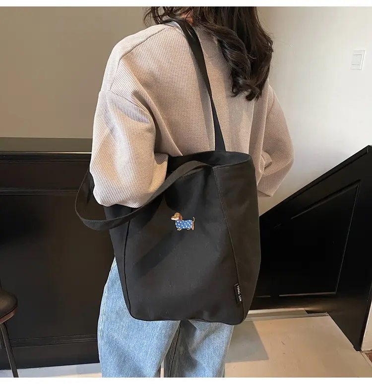 Women's Large Canvas Tote Bag Tan Artistic Style — feature 12