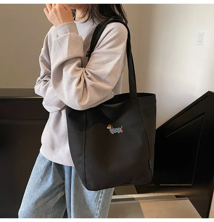Women's Large Canvas Tote Bag Tan Artistic Style — feature 13
