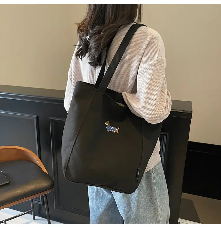 Women's Large Canvas Tote Bag Tan Artistic Style — feature 14