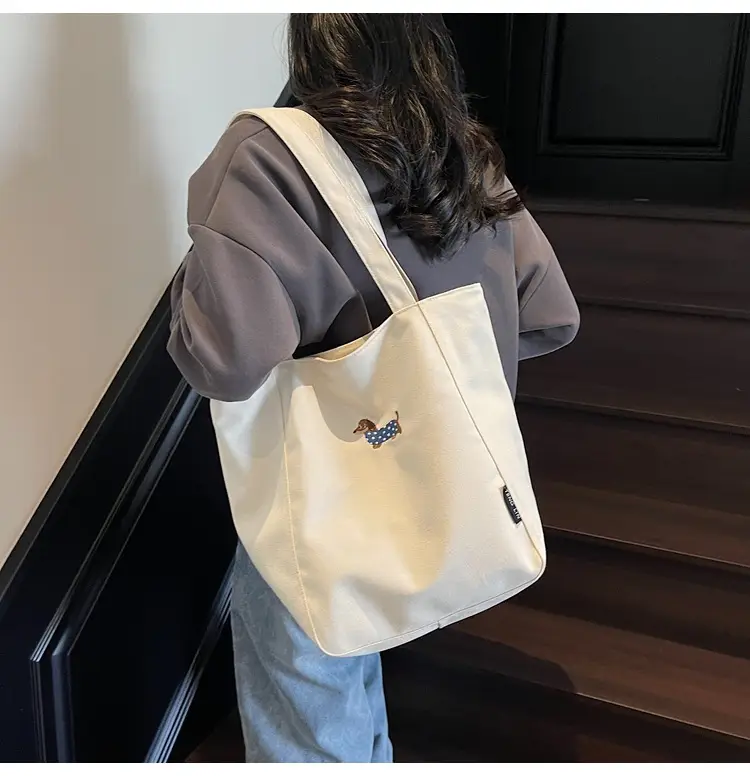 Women's Large Canvas Tote Bag Tan Artistic Style — feature 17