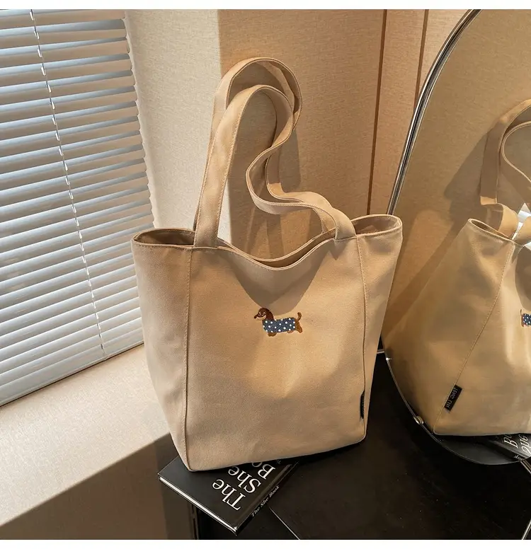 Women's Large Canvas Tote Bag Tan Artistic Style — feature 22