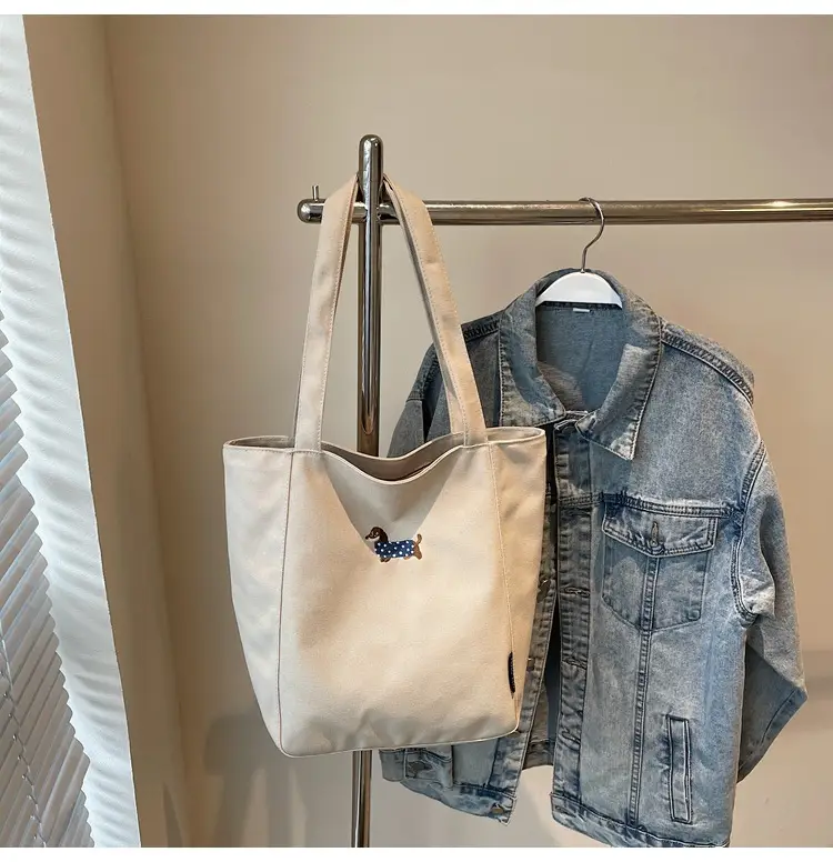 Women's Large Canvas Tote Bag Tan Artistic Style — feature 23