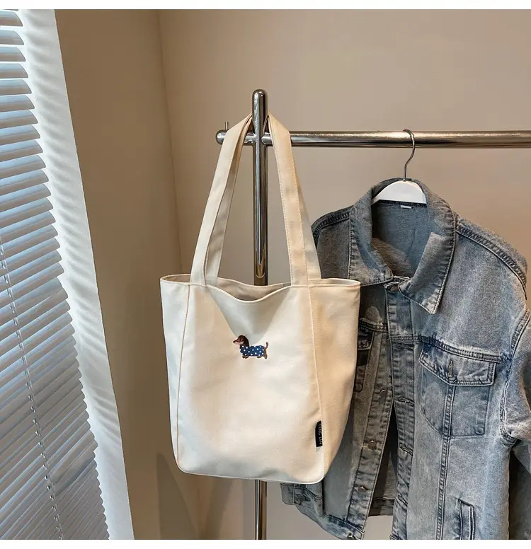 Women's Large Canvas Tote Bag Tan Artistic Style — feature 26