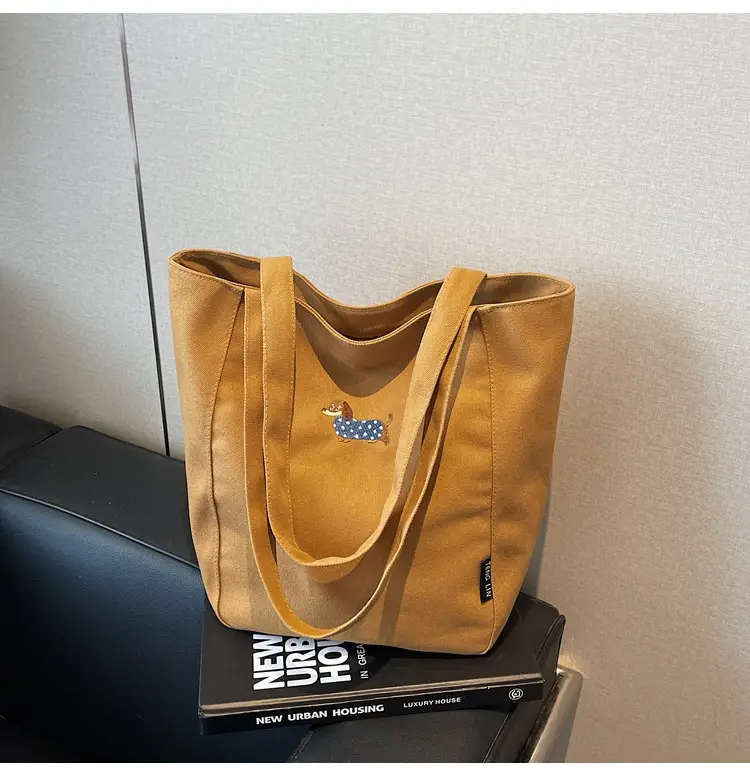 Women's Large Canvas Tote Bag Tan Artistic Style — feature 27