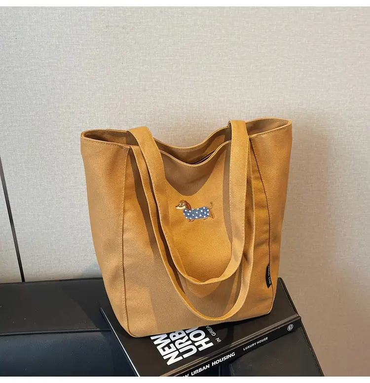 Women's Large Canvas Tote Bag Tan Artistic Style — feature 28