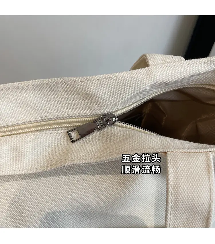 Women's Large Canvas Tote Bag Tan Artistic Style — feature 6