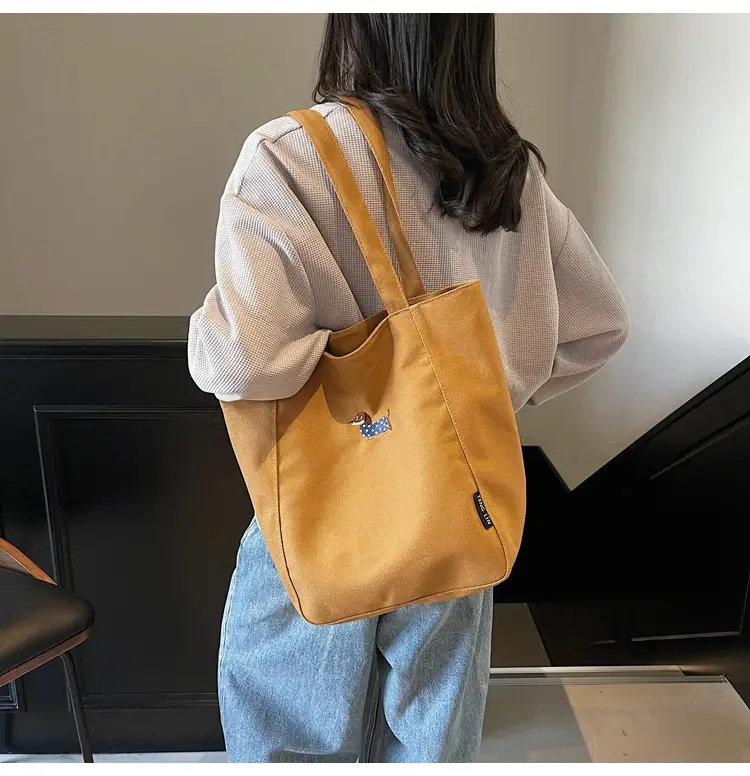 Women's Large Canvas Tote Bag Tan Artistic Style — feature 8