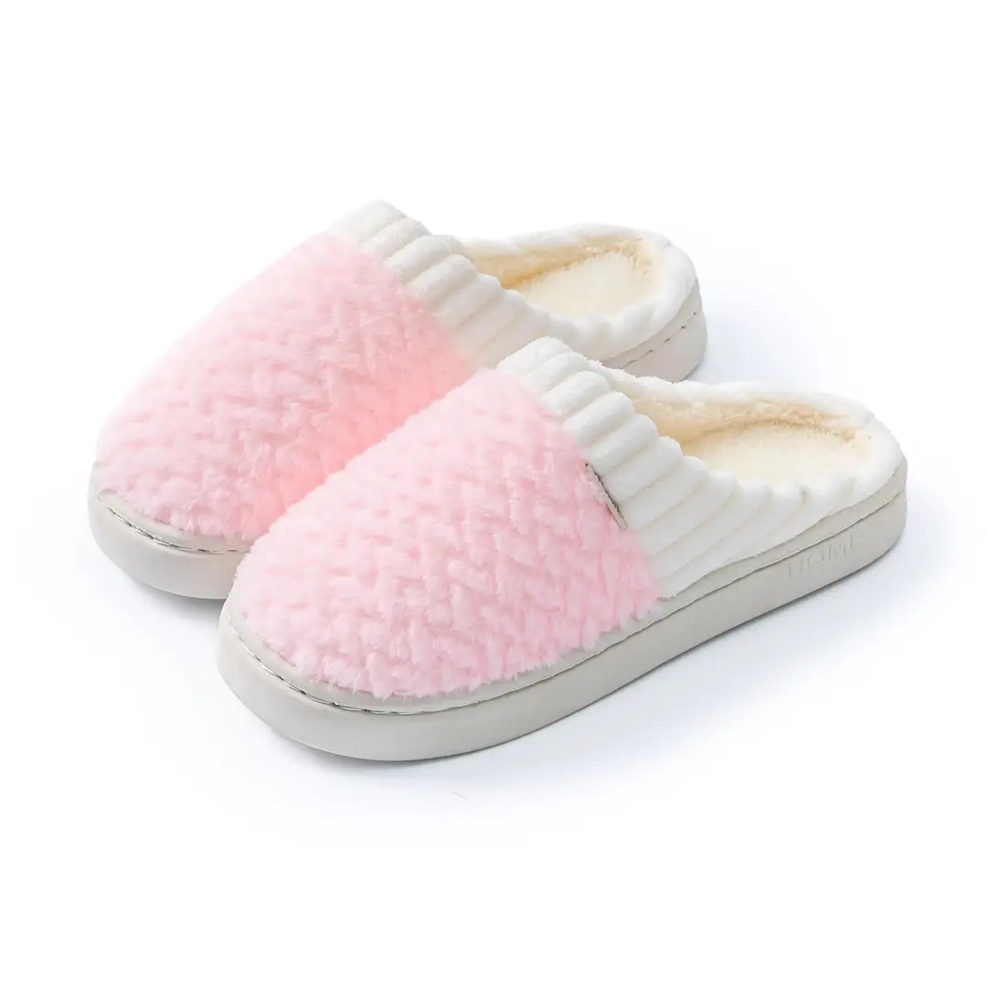 Cotton Slippers Men's Autumn and Winter Color-matching Feeling Home Indoor Thick-soled Warm Couple's Plush Shoes Moon Shoes Women's - Image 10