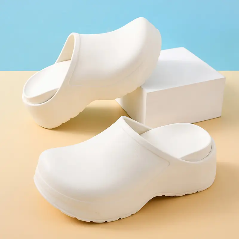 New Chef Shoes for Women in Summer, Thick-Soled Heightening Slippers, Eva Non-Slip, Wear-Resistant, Breathable, Non-Stinky Foot Toe Slippers - Image 5