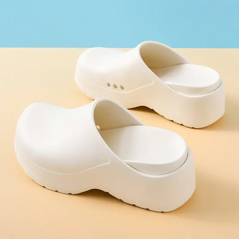 New Chef Shoes for Women in Summer, Thick-Soled Heightening Slippers, Eva Non-Slip, Wear-Resistant, Breathable, Non-Stinky Foot Toe Slippers - Image 7