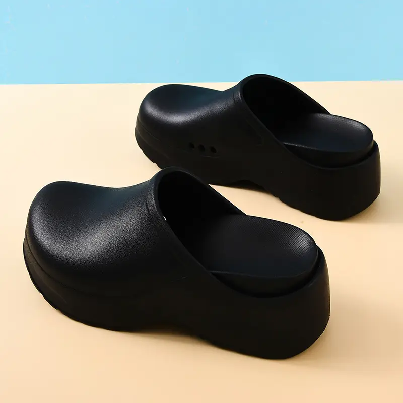 New Chef Shoes for Women in Summer, Thick-Soled Heightening Slippers, Eva Non-Slip, Wear-Resistant, Breathable, Non-Stinky Foot Toe Slippers - Image 2