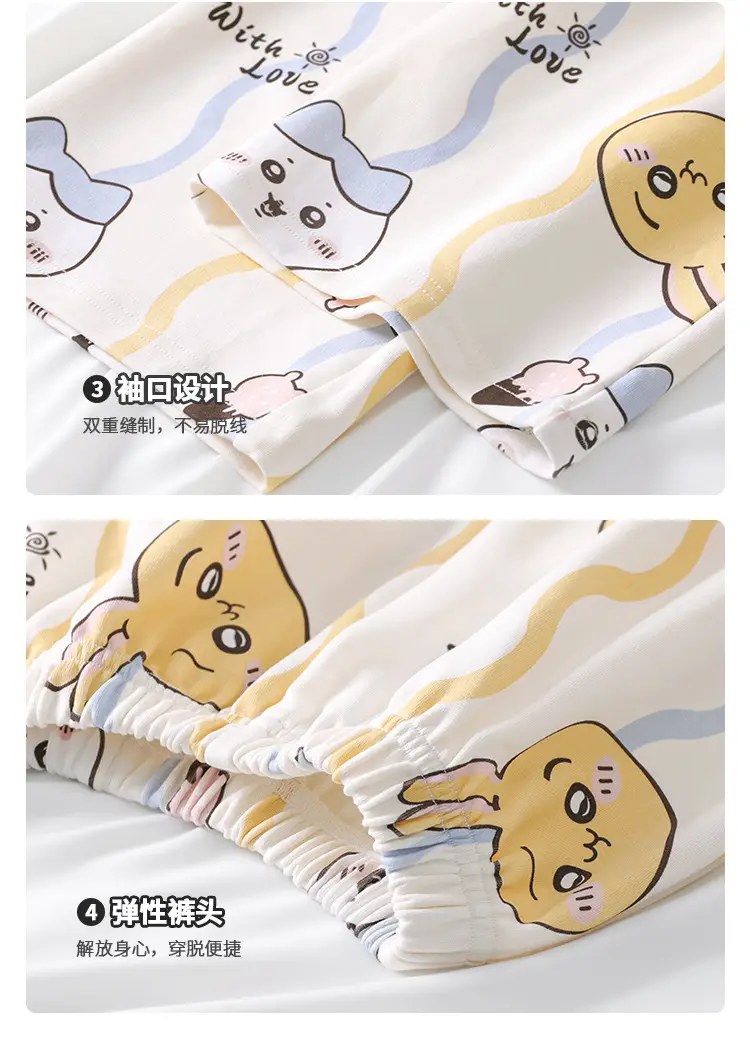 100% Cotton Medium and Large Kidsren's Pajamas Summer Girls Cartoon Short-Sleeved Shorts Home Clothes Girls Suit New Style — feature 6