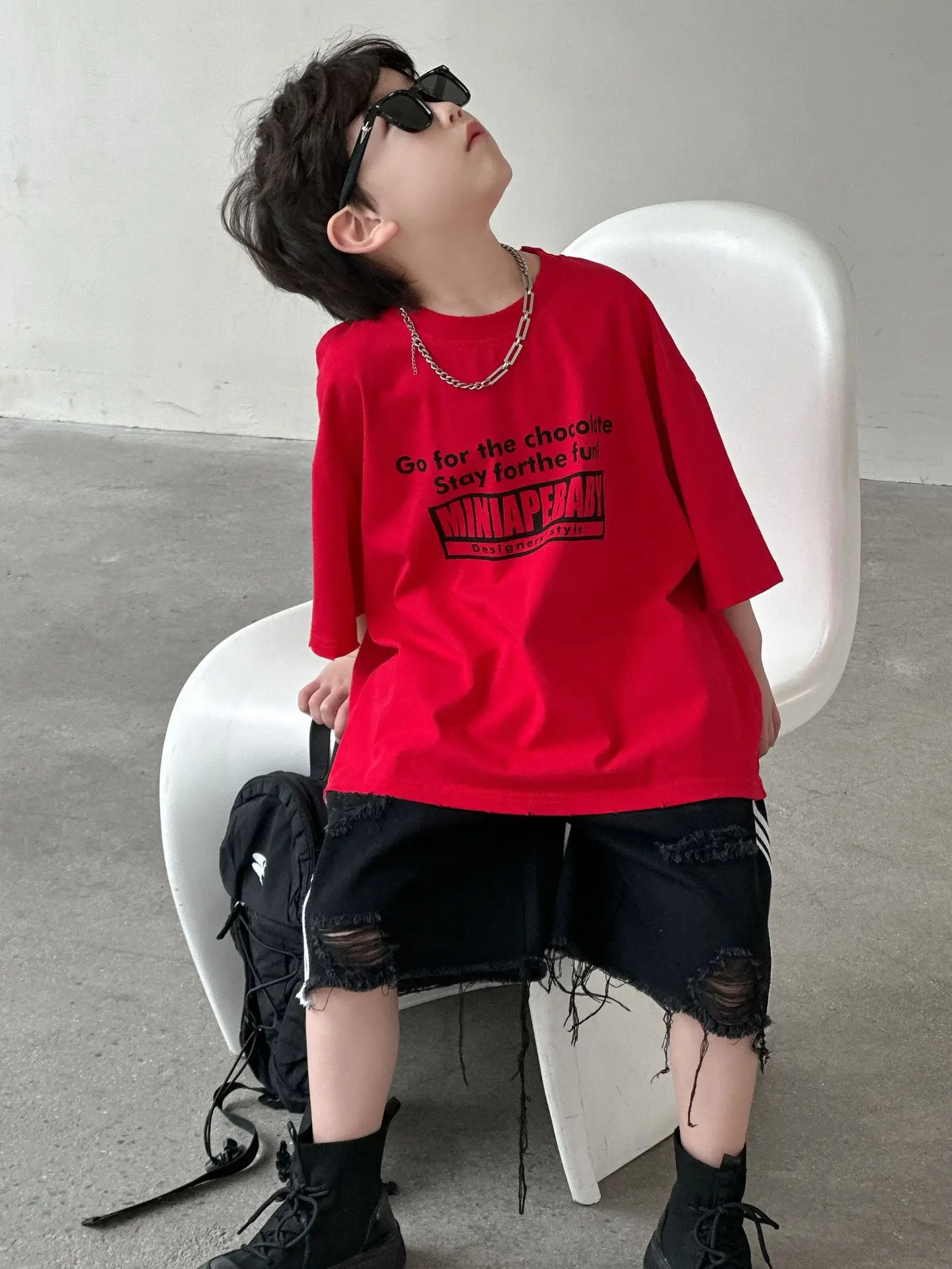 Boys Pure Cotton T-Shirt White 2025 Casual Kids Wear - Image 3