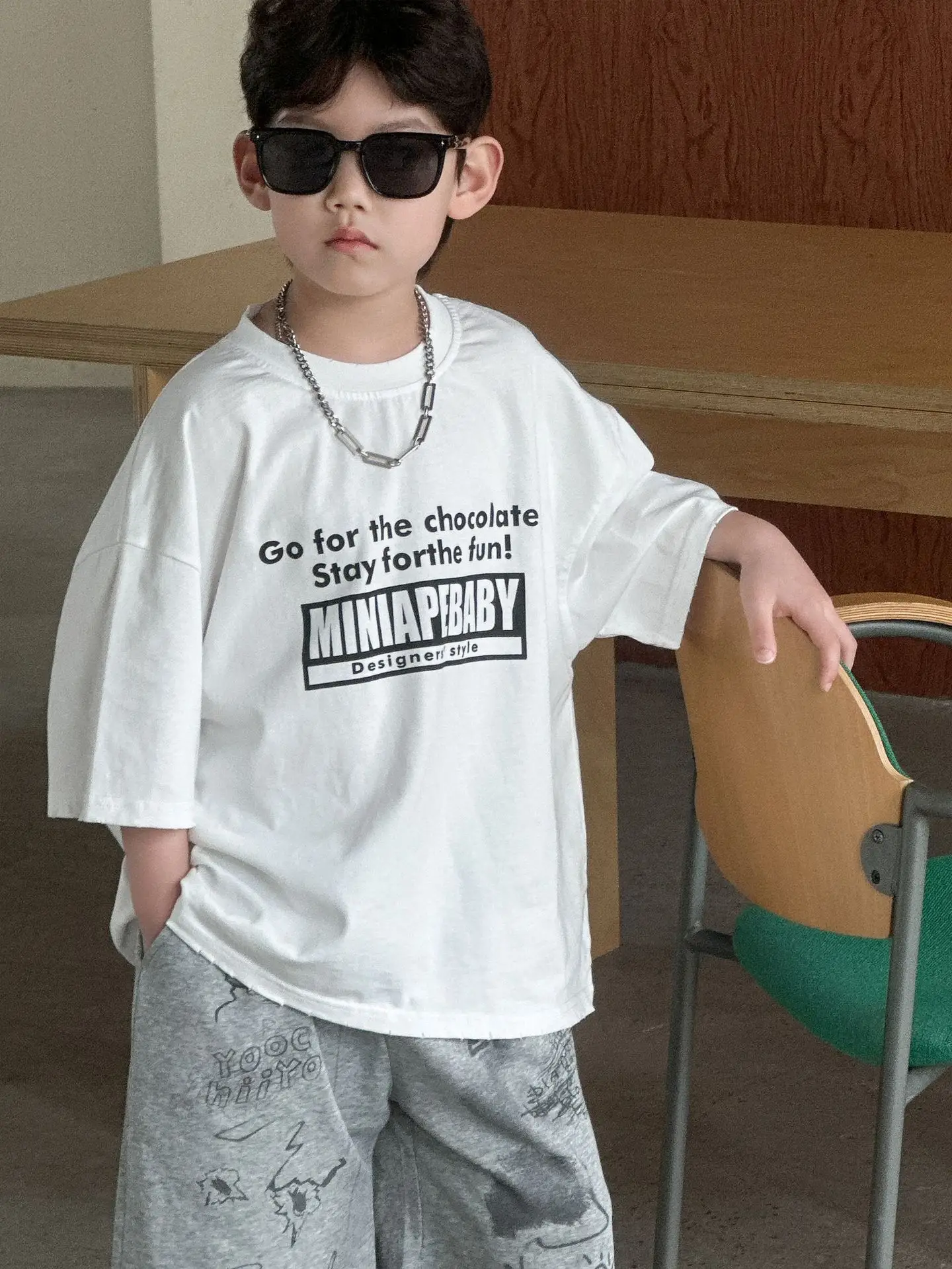 Boys Pure Cotton T-Shirt White 2025 Casual Kids Wear - Image 4