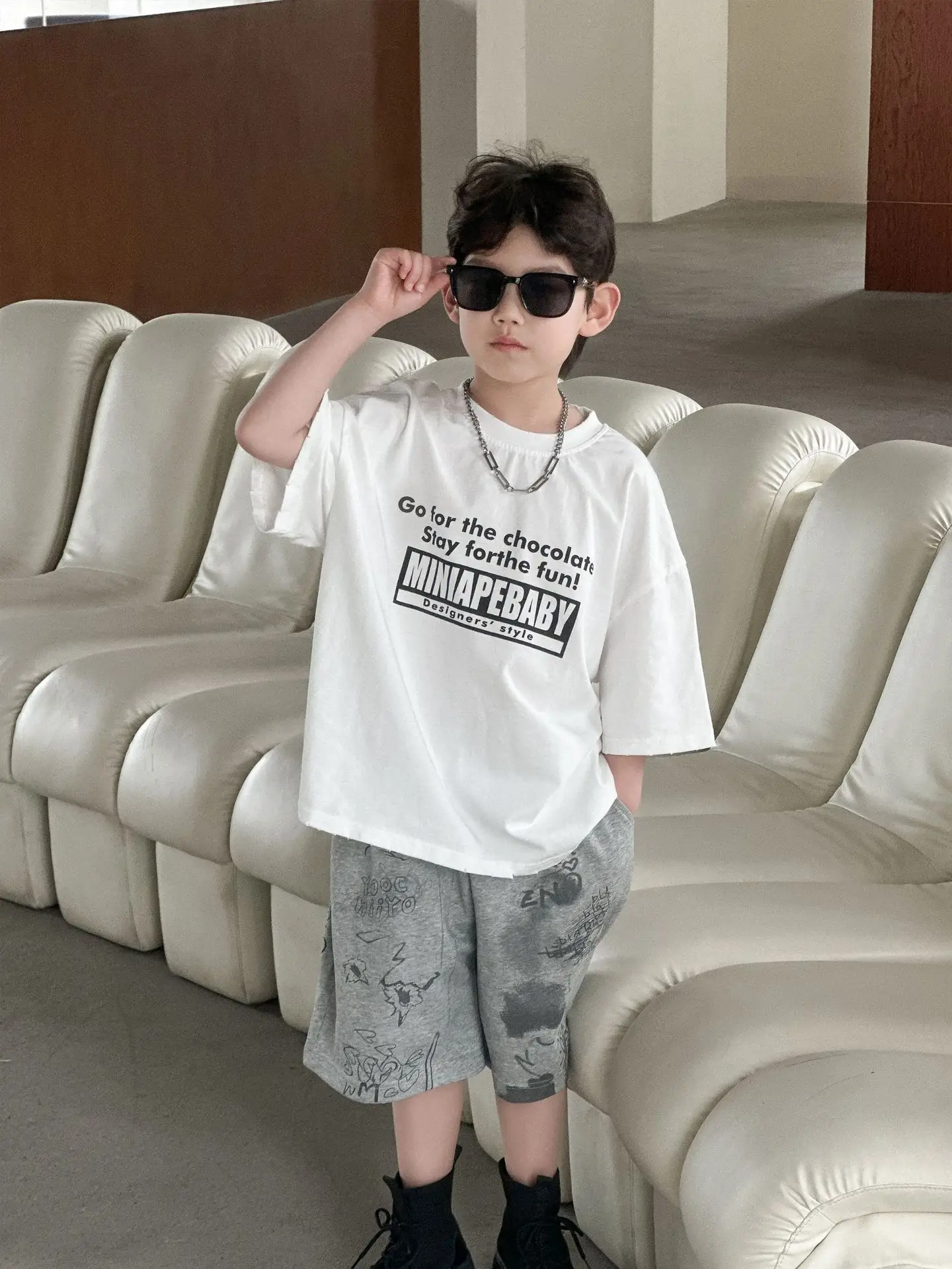 Boys Pure Cotton T-Shirt White 2025 Casual Kids Wear - Image 6