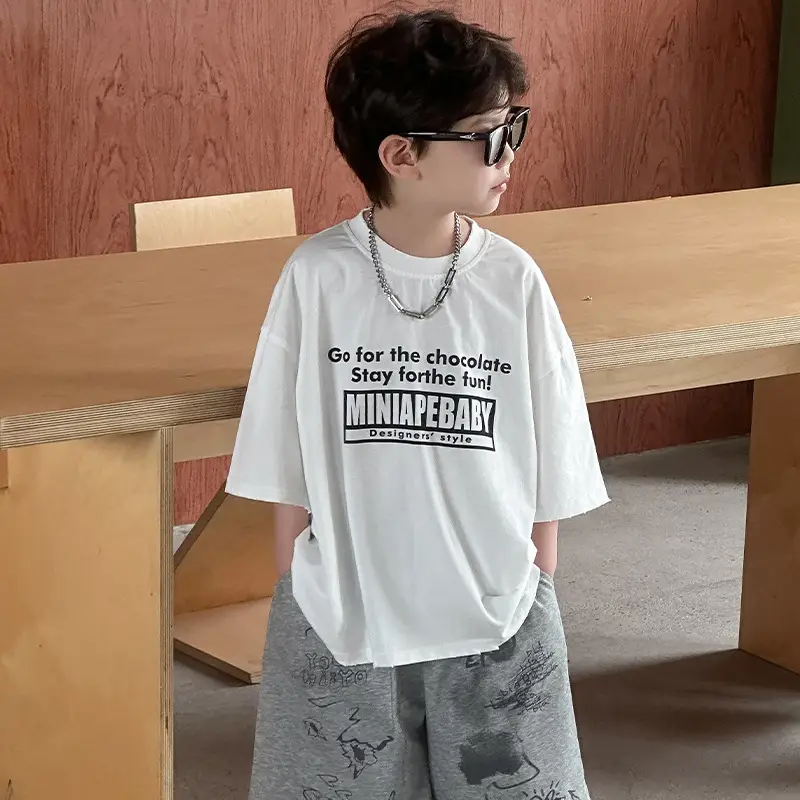 Boys Pure Cotton T-Shirt White 2025 Casual Kids Wear — feature 12