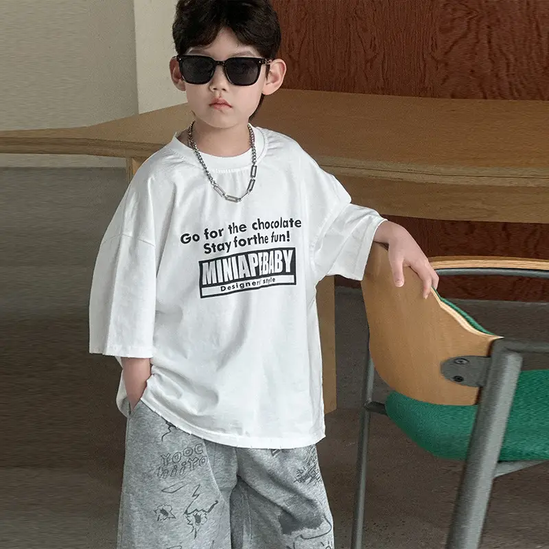Boys Pure Cotton T-Shirt White 2025 Casual Kids Wear — feature 3