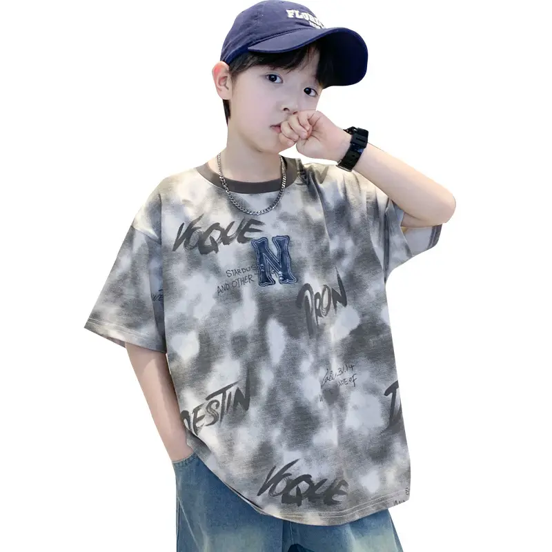 Boys T-Shirt Grey Iron Print Summer 2026