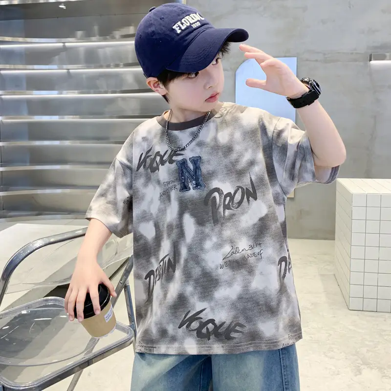 Boys T-Shirt Grey Iron Print Summer 2026
