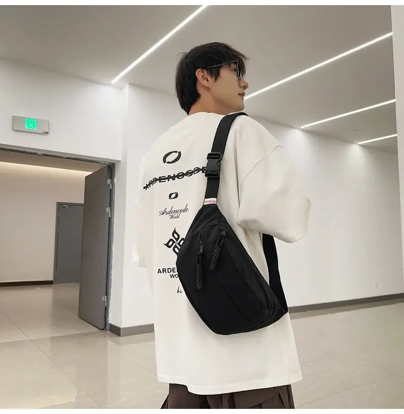 Japanese Style Crossbody Bag Yellow Black Nylon Casual — feature 11