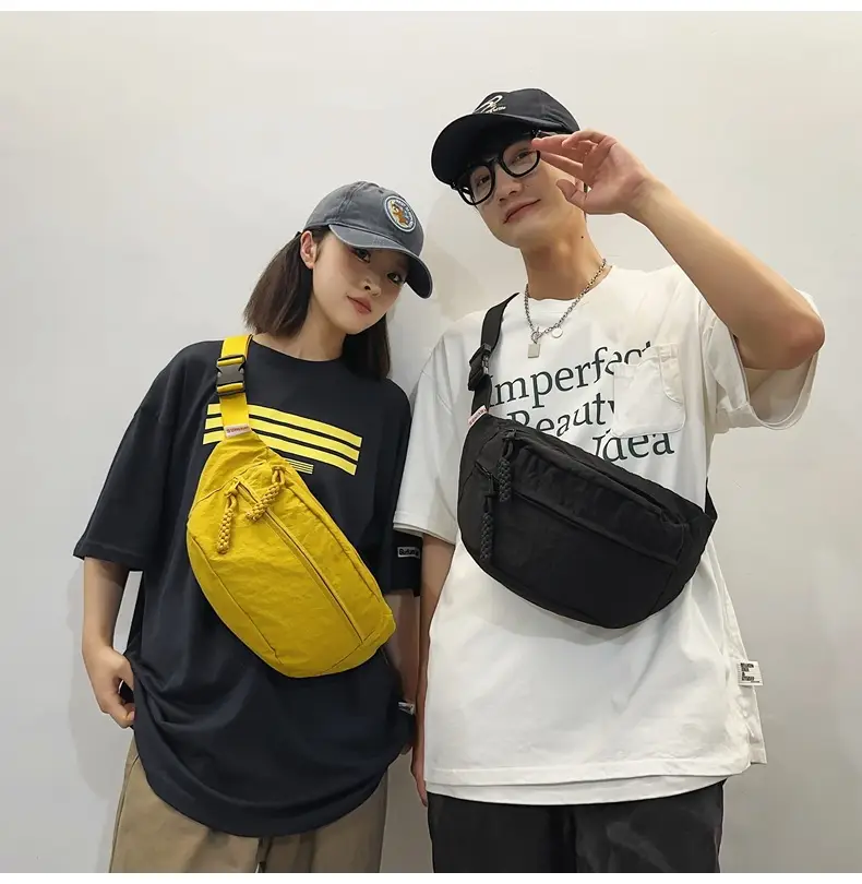 Japanese Style Crossbody Bag Yellow Black Nylon Casual — feature 13
