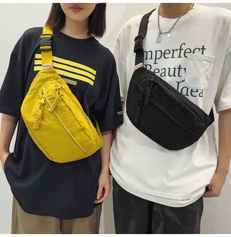 Japanese Style Crossbody Bag Yellow Black Nylon Casual — feature 14