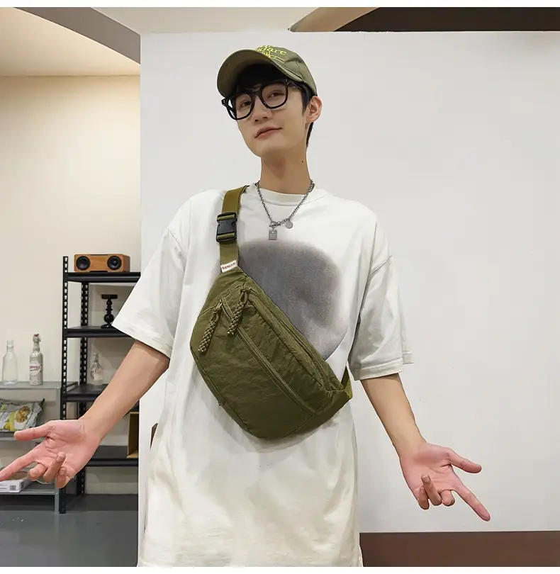 Japanese Style Crossbody Bag Yellow Black Nylon Casual — feature 26