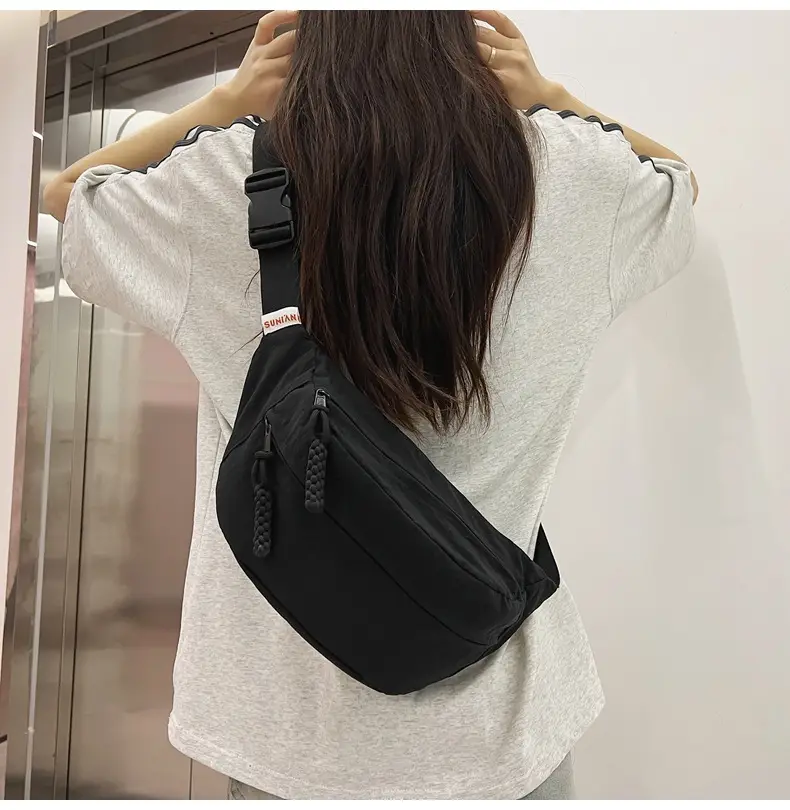 Japanese Style Crossbody Bag Yellow Black Nylon Casual — feature 30