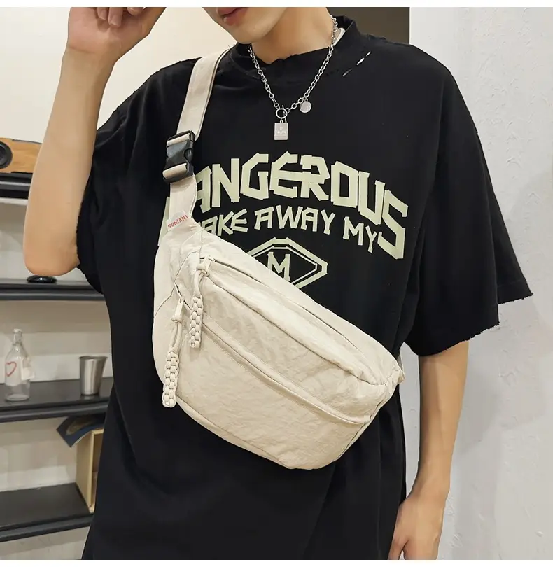 Japanese Style Crossbody Bag Yellow Black Nylon Casual — feature 31